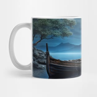 Tranquil Water Boat Serene Landscape Mug